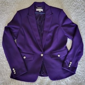 Calvin Klein Womens Solid Purple One-button Blazer Size 10